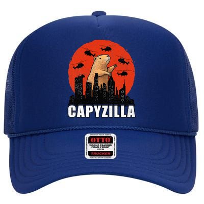 Capybara Funny Capybara Rodent Capyzilla Funny  High Crown Mesh Back Trucker Hat