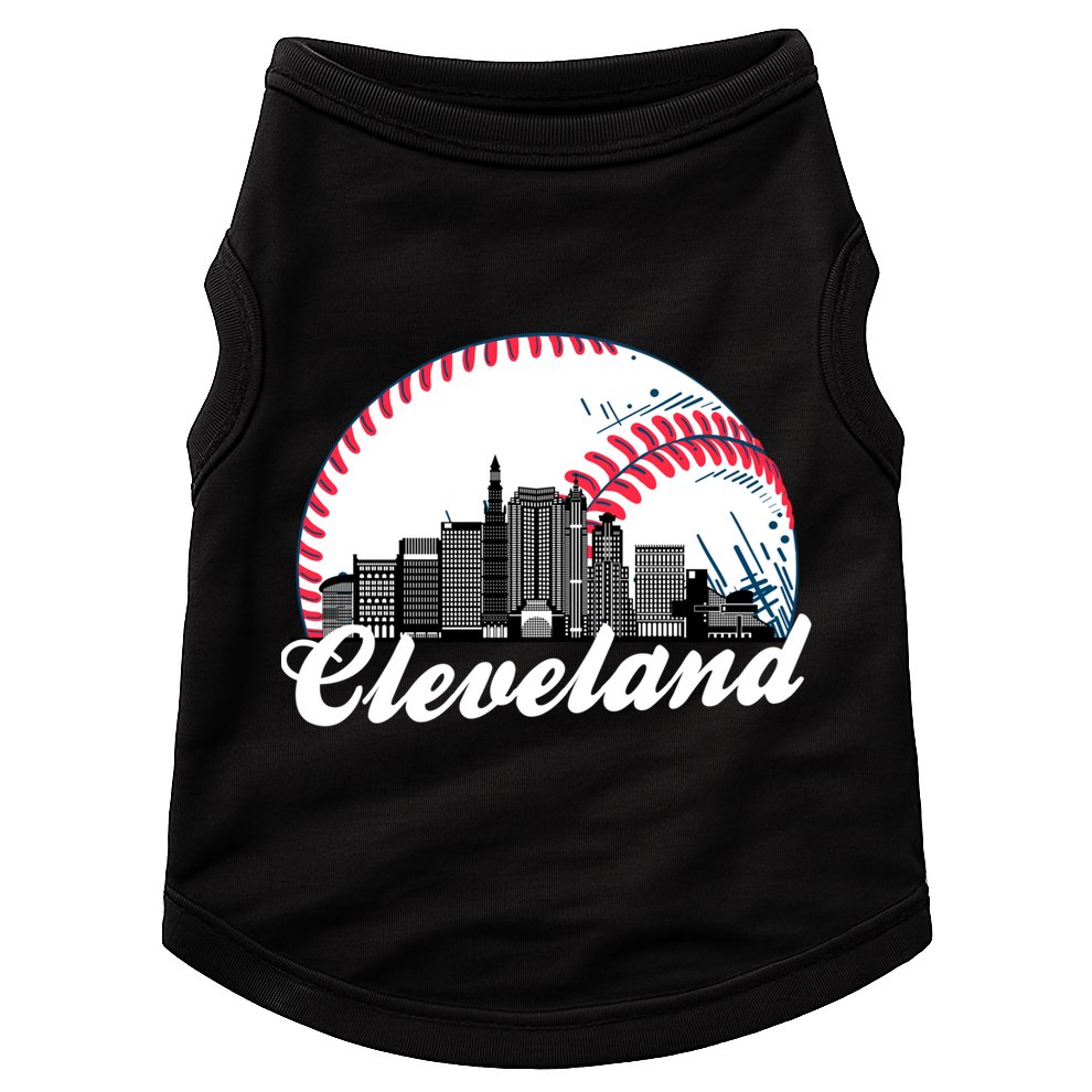 Cute Funny Cleveland Baseball Skyline Retro Doggie Tank