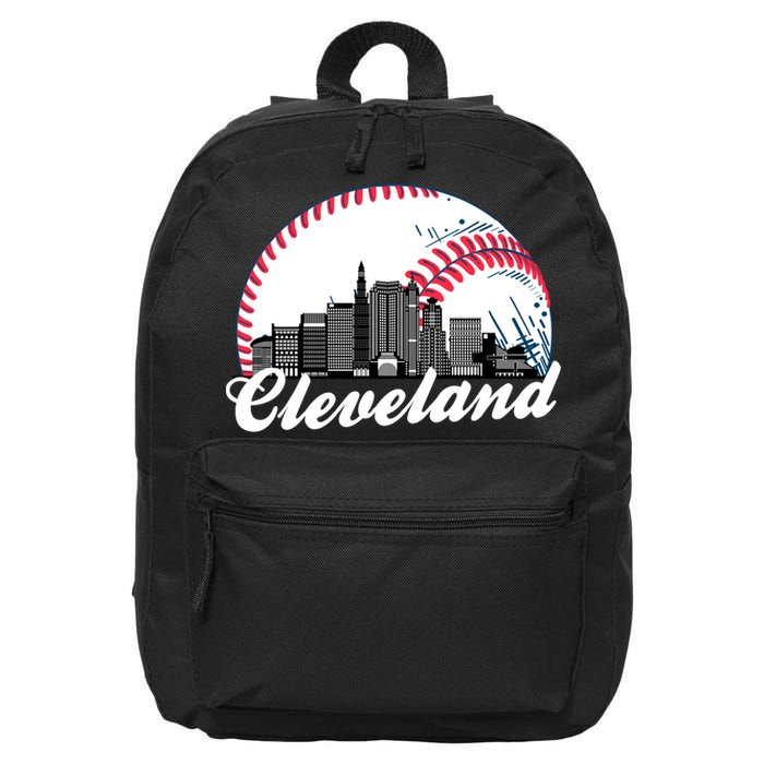 Cute Funny Cleveland Baseball Skyline Retro 16 in Basic Backpack
