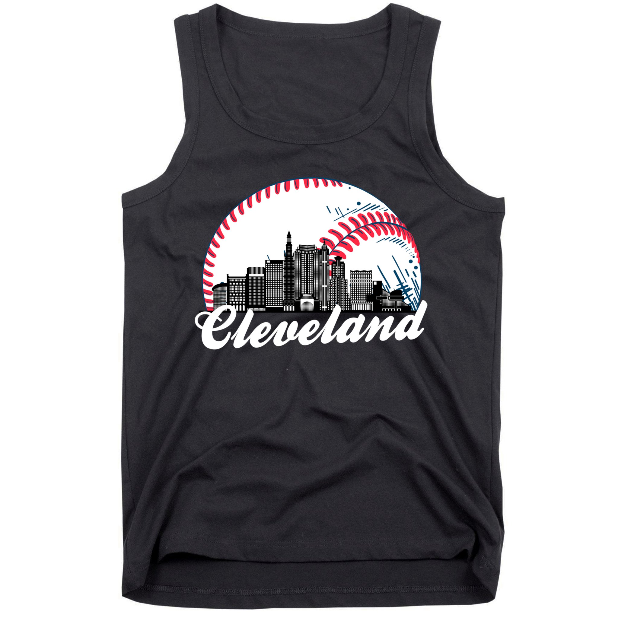 Cute Funny Cleveland Baseball Skyline Retro Tank Top