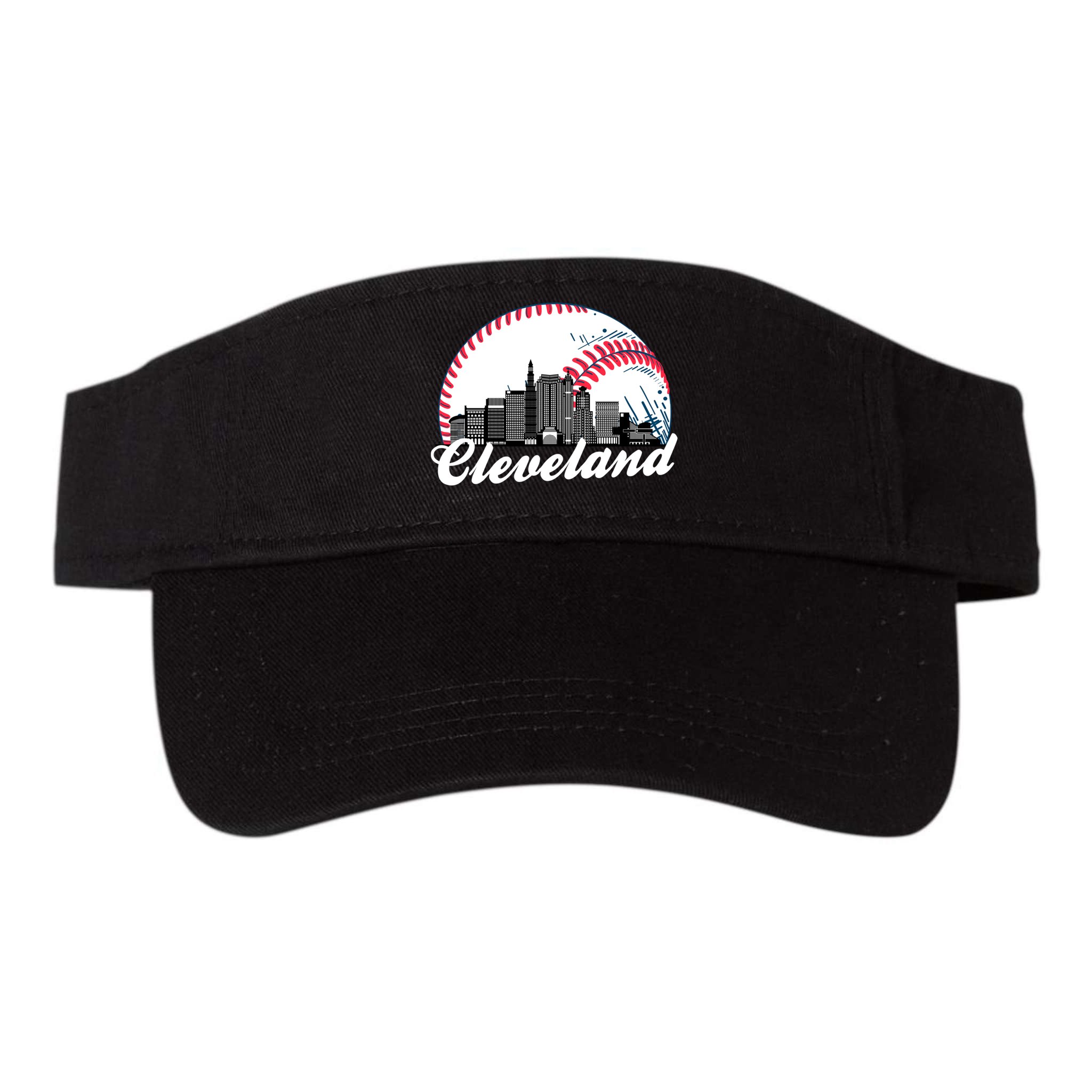 Cute Funny Cleveland Baseball Skyline Retro Visor