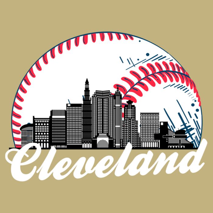 Cute Funny Cleveland Baseball Skyline Retro Cooling Performance Crew T-Shirt