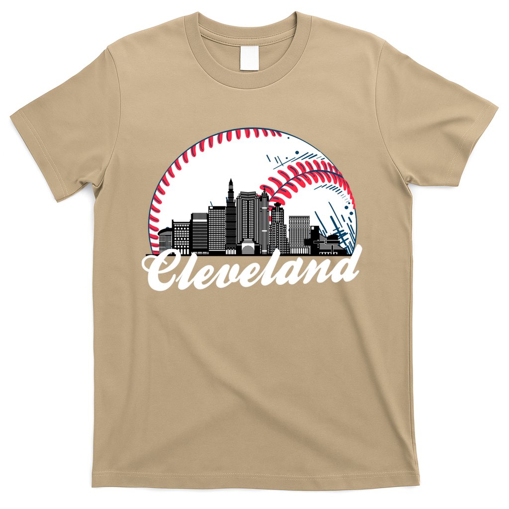 Cute Funny Cleveland Baseball Skyline Retro T-Shirt