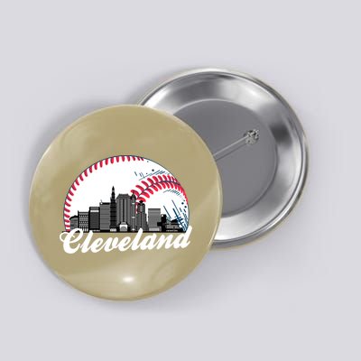 Cute Funny Cleveland Baseball Skyline Retro Button