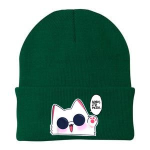 Cute Funny Cat Anime Meme Nah Id Win Gojo Cat Knit Cap Winter Beanie