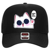 Cute Funny Cat Anime Meme Nah Id Win Gojo Cat High Crown Mesh Back Trucker Hat