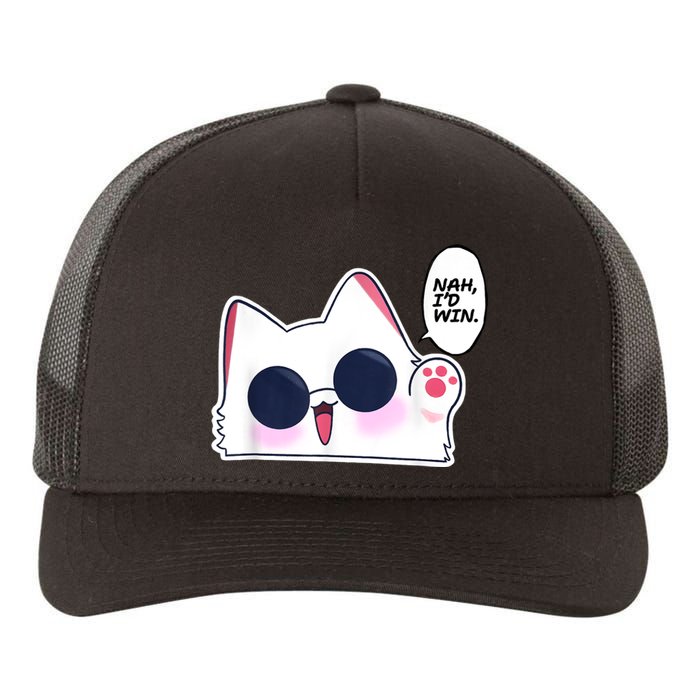 Cute Funny Cat Anime Meme Nah Id Win Gojo Cat Yupoong Adult 5-Panel Trucker Hat