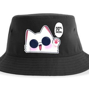 Cute Funny Cat Anime Meme Nah Id Win Gojo Cat Sustainable Bucket Hat