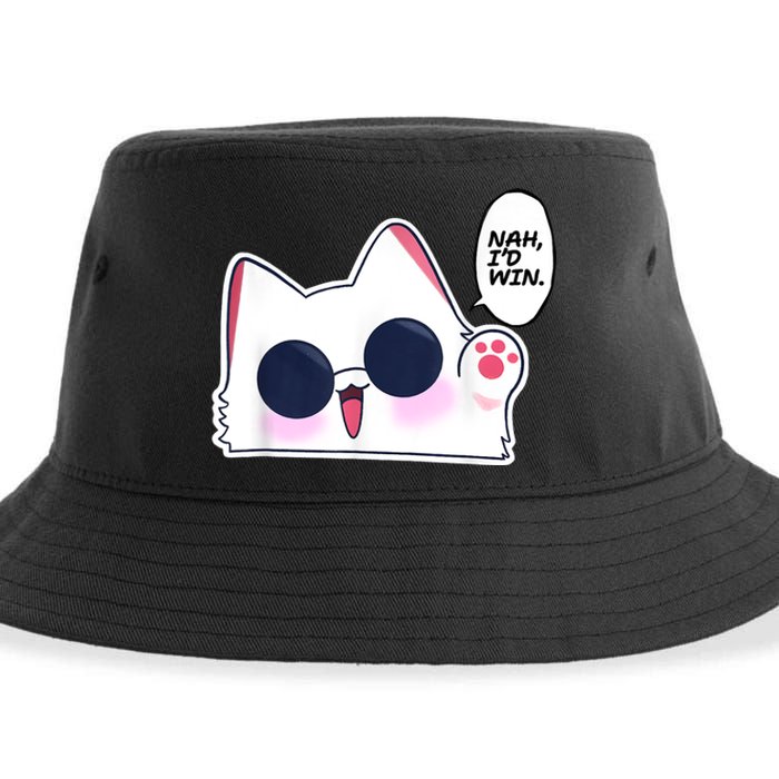 Cute Funny Cat Anime Meme Nah Id Win Gojo Cat Sustainable Bucket Hat