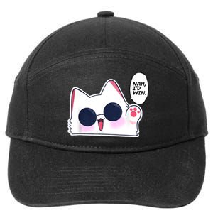 Cute Funny Cat Anime Meme Nah Id Win Gojo Cat 7-Panel Snapback Hat