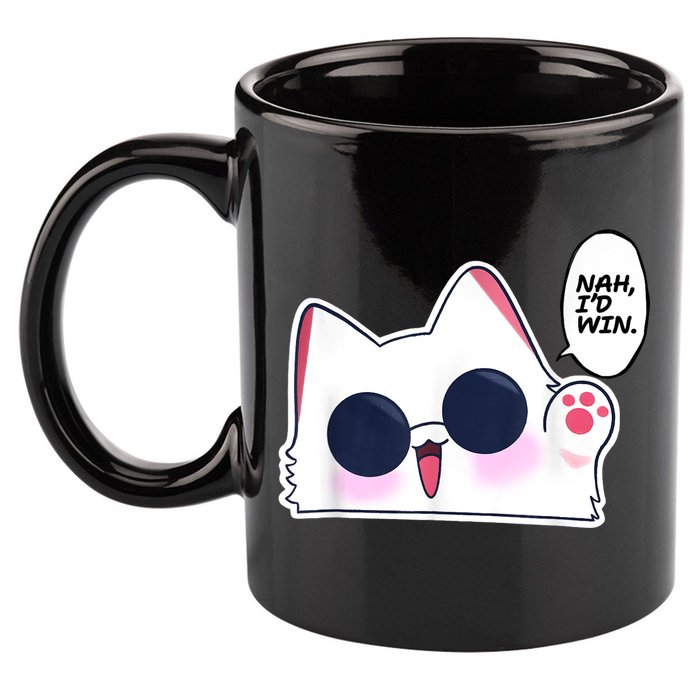 Cute Funny Cat Anime Meme Nah Id Win Gojo Cat 11oz C Handle Ceramic Mug
