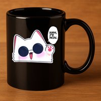 Cute Funny Cat Anime Meme Nah Id Win Gojo Cat 11oz C Handle Ceramic Mug
