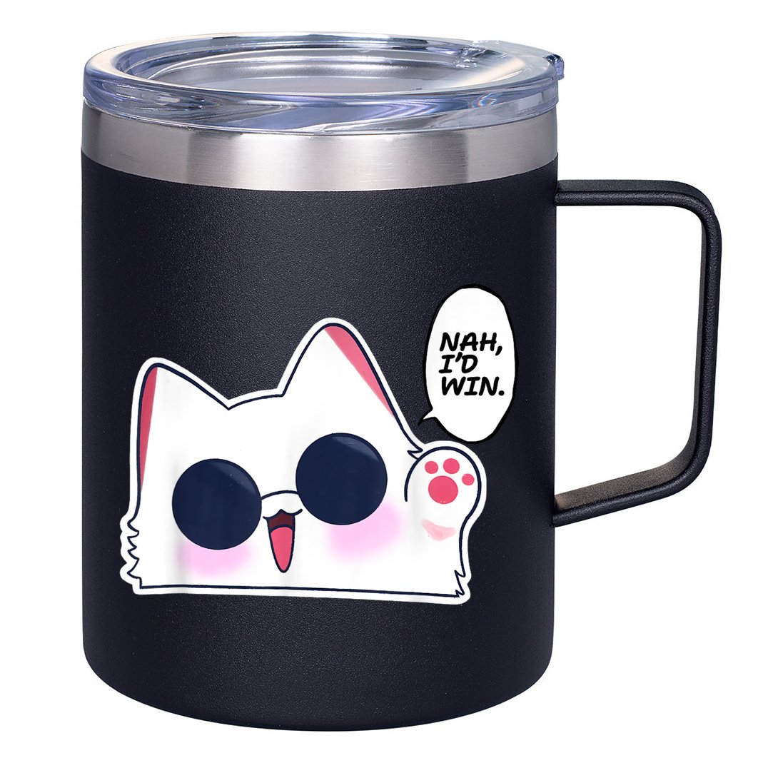 Cute Funny Cat Anime Meme Nah Id Win Gojo Cat 12oz Stainless Steel Coffee Mug