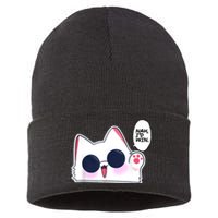 Cute Funny Cat Anime Meme Nah Id Win Gojo Cat Sustainable Knit Beanie