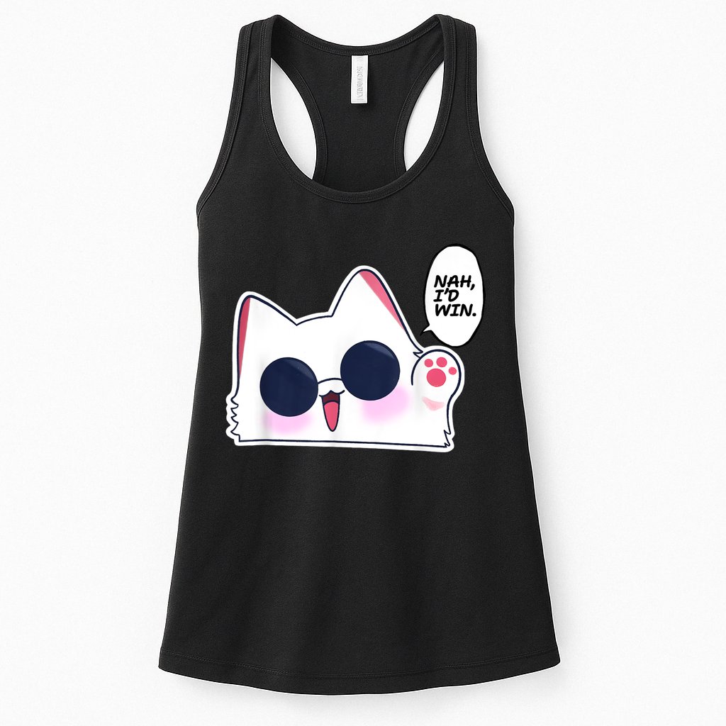 Cute Funny Cat Anime Meme Nah Id Win Gojo Cat Womens Tank Top