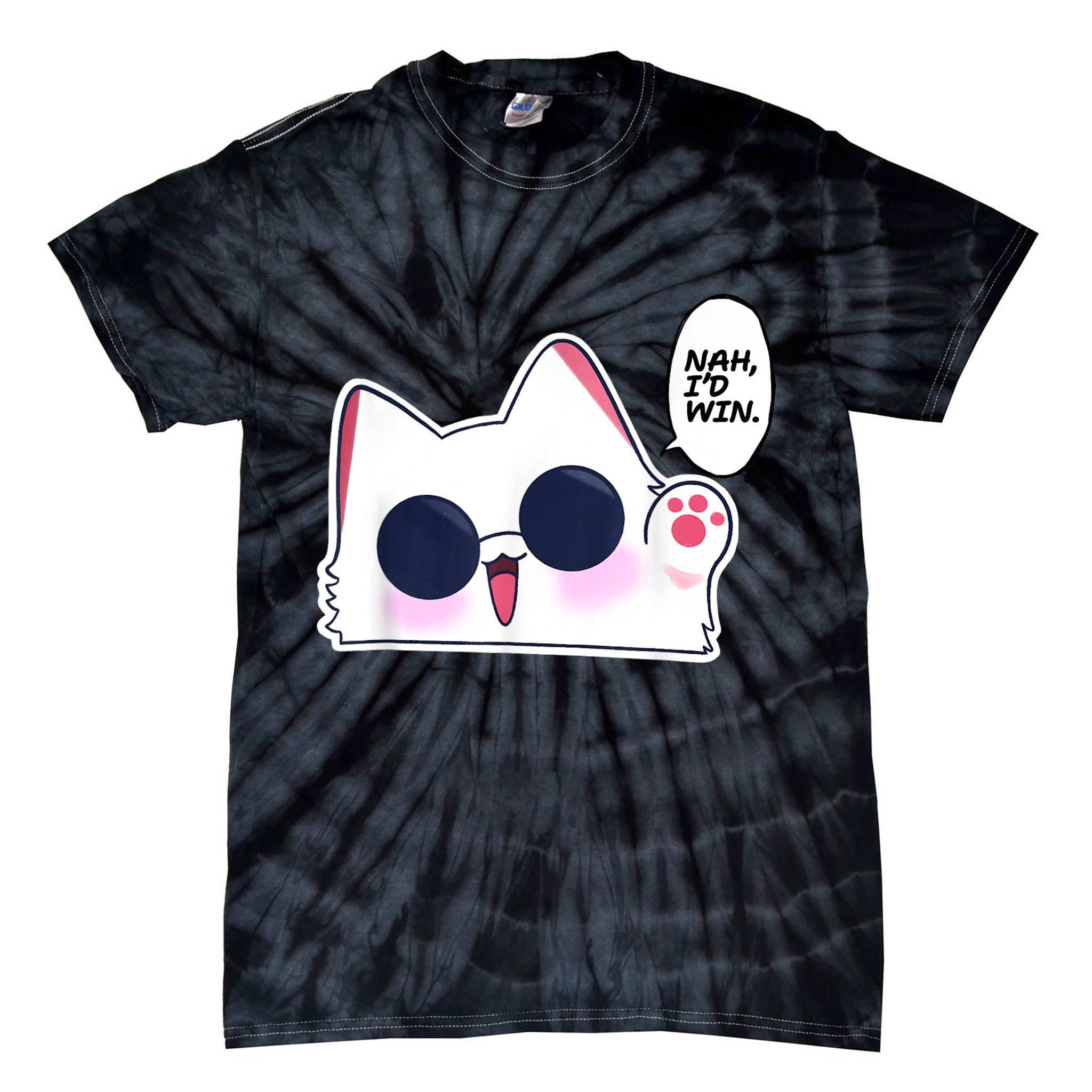 Cute Funny Cat Anime Meme Nah Id Win Gojo Cat Tie-Dye T-Shirt