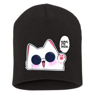 Cute Funny Cat Anime Meme Nah Id Win Gojo Cat Short Acrylic Beanie