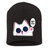 Cute Funny Cat Anime Meme Nah Id Win Gojo Cat Short Acrylic Beanie