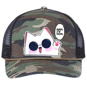 Cute Funny Cat Anime Meme Nah Id Win Gojo Cat Retro Rope Trucker Hat Cap