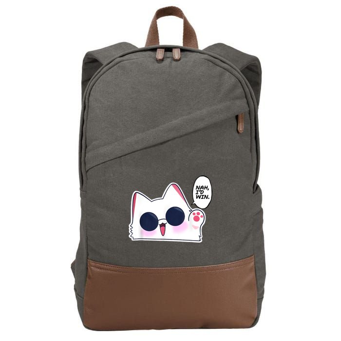 Cute Funny Cat Anime Meme Nah Id Win Gojo Cat Cotton Canvas Backpack