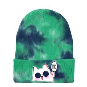 Cute Funny Cat Anime Meme Nah Id Win Gojo Cat Tie Dye 12in Knit Beanie