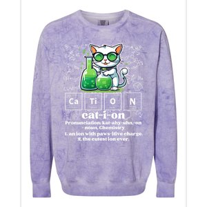 Cation Funny Chemistry Cat Humor Science Chemistry Teacher Gift Colorblast Crewneck Sweatshirt