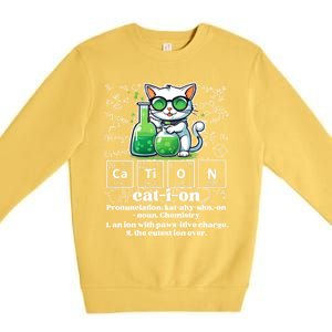 Cation Funny Chemistry Cat Humor Science Chemistry Teacher Gift Premium Crewneck Sweatshirt