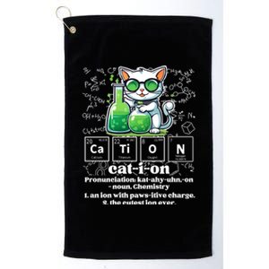 Cation Funny Chemistry Cat Humor Science Chemistry Teacher Gift Platinum Collection Golf Towel