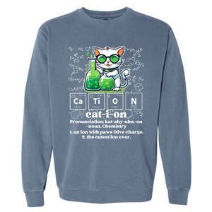 Cation Funny Chemistry Cat Humor Science Chemistry Teacher Gift Garment-Dyed Sweatshirt