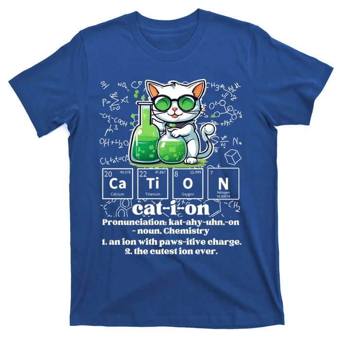 Cation Funny Chemistry Cat Humor Science Chemistry Teacher Gift T-Shirt