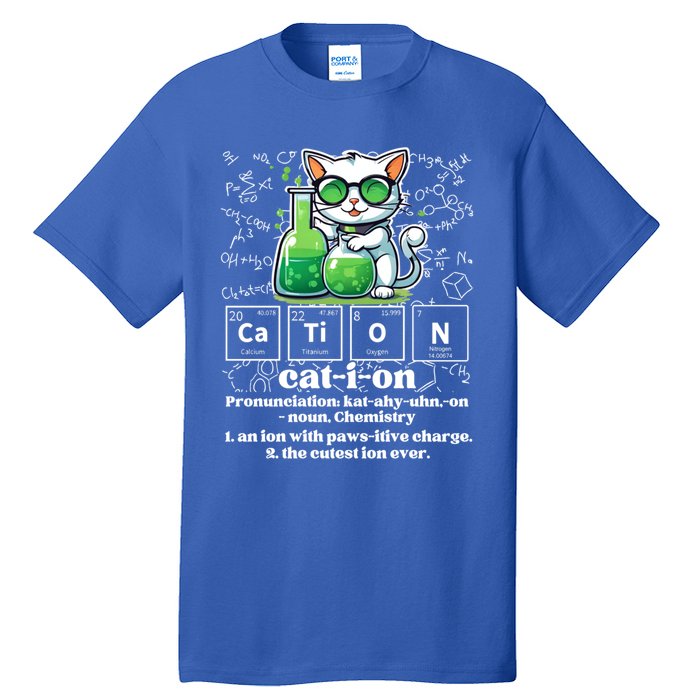 Cation Funny Chemistry Cat Humor Science Chemistry Teacher Gift Tall T-Shirt