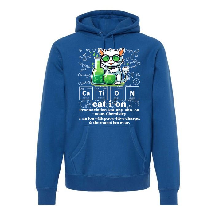 Cation Funny Chemistry Cat Humor Science Chemistry Teacher Gift Premium Hoodie