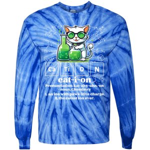 Cation Funny Chemistry Cat Humor Science Chemistry Teacher Gift Tie-Dye Long Sleeve Shirt