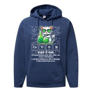 Cation Funny Chemistry Cat Humor Science Chemistry Teacher Gift Performance Fleece Hoodie