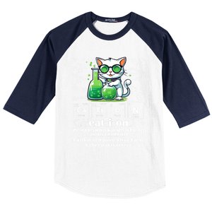 Cation Funny Chemistry Cat Humor Science Chemistry Teacher Gift Baseball Sleeve Shirt