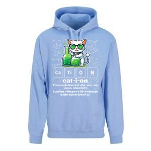 Cation Funny Chemistry Cat Humor Science Chemistry Teacher Gift Unisex Surf Hoodie