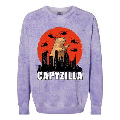 Capybara Funny Capybara Rodent Capyzilla Funny Colorblast Crewneck Sweatshirt