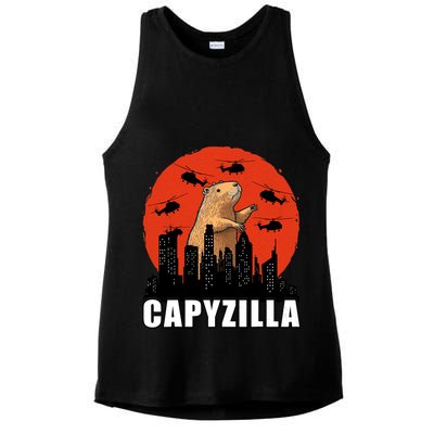 Capybara Funny Capybara Rodent Capyzilla Funny Ladies PosiCharge Tri-Blend Wicking Tank