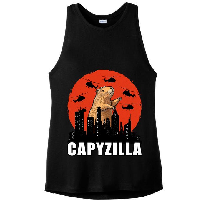 Capybara Funny Capybara Rodent Capyzilla Funny Ladies PosiCharge Tri-Blend Wicking Tank