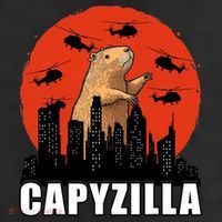 Capybara Funny Capybara Rodent Capyzilla Funny 7 Panel Mesh Trucker Snapback Hat