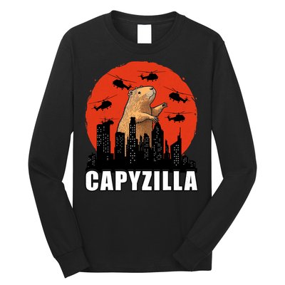 Capybara Funny Capybara Rodent Capyzilla Funny Long Sleeve Shirt