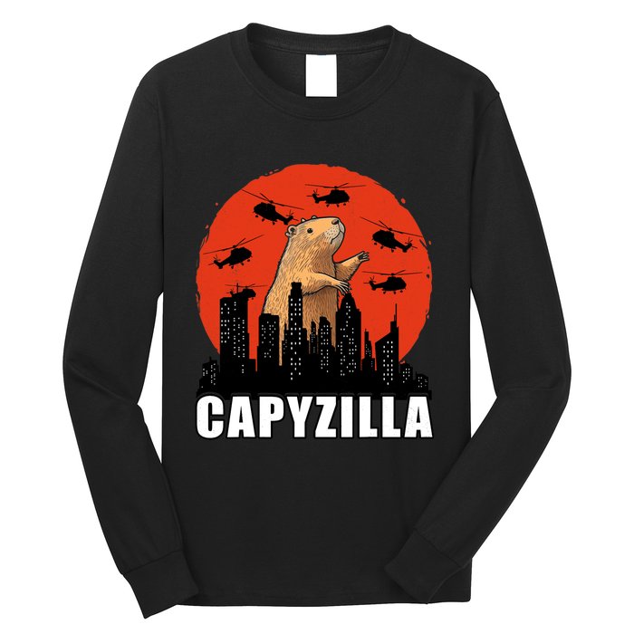 Capybara Funny Capybara Rodent Capyzilla Funny Long Sleeve Shirt