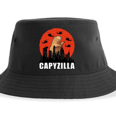 Capybara Funny Capybara Rodent Capyzilla Funny Sustainable Bucket Hat