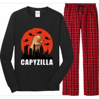 Capybara Funny Capybara Rodent Capyzilla Funny Long Sleeve Pajama Set