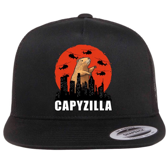 Capybara Funny Capybara Rodent Capyzilla Funny Flat Bill Trucker Hat