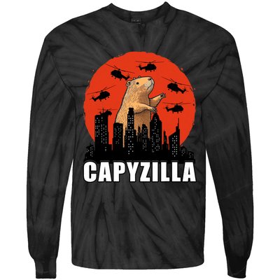 Capybara Funny Capybara Rodent Capyzilla Funny Tie-Dye Long Sleeve Shirt