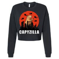 Capybara Funny Capybara Rodent Capyzilla Funny Cropped Pullover Crew
