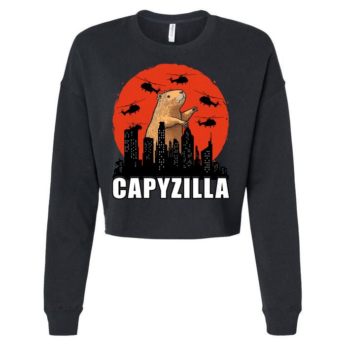 Capybara Funny Capybara Rodent Capyzilla Funny Cropped Pullover Crew