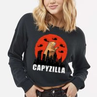 Capybara Funny Capybara Rodent Capyzilla Funny Cropped Pullover Crew
