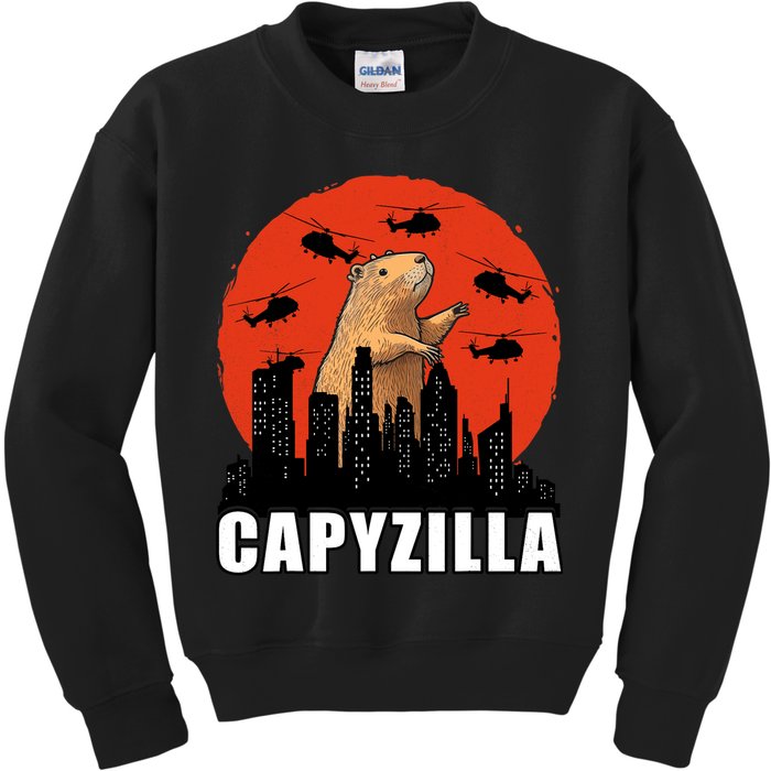 Capybara Funny Capybara Rodent Capyzilla Funny Kids Sweatshirt